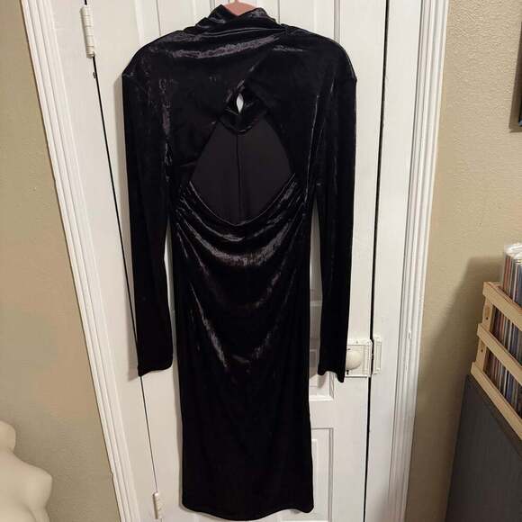 COS Open Back Velvet Midi Dress Black Small - Picture 5 of 9
